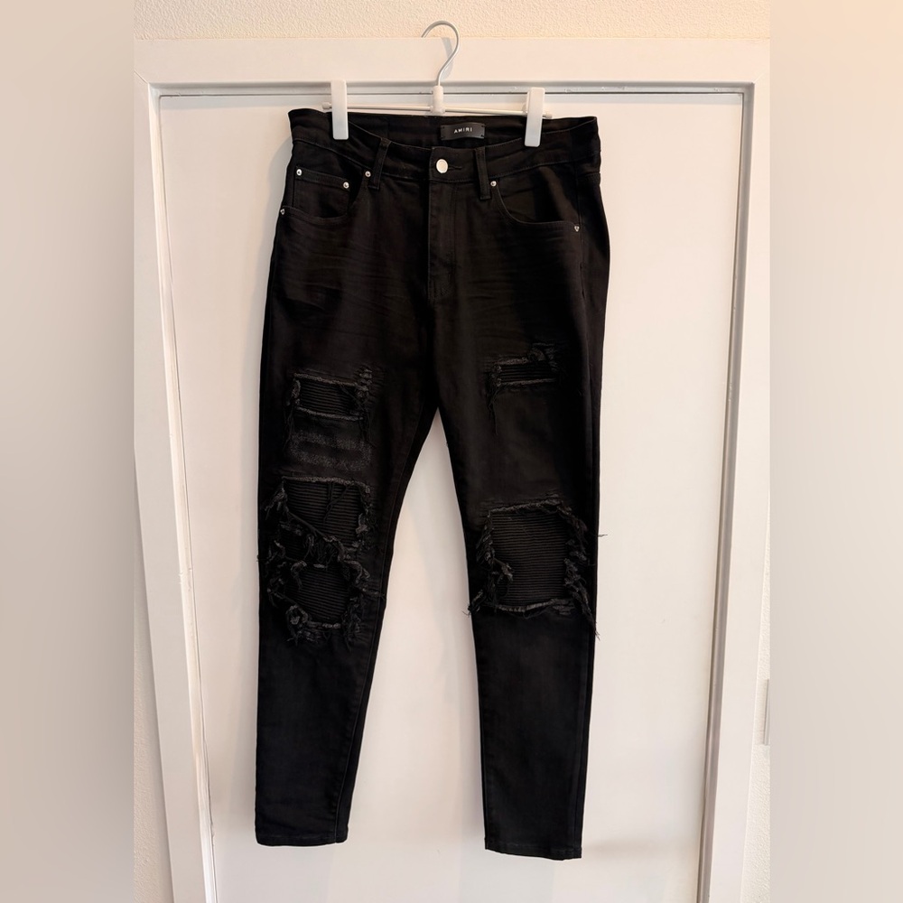 AMIRI Men's MX1 (possibly) Black Distressed Premium Denim Jeans Pants. Size 33